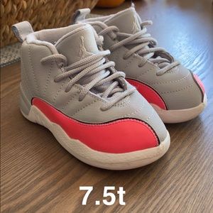 Jordan 12s retro wolf grey racer pink